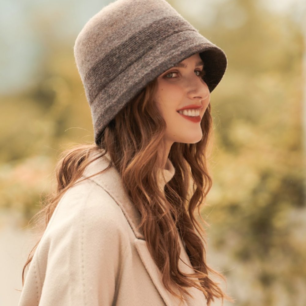 Vintage fashion French elegant real wool basin felt hat